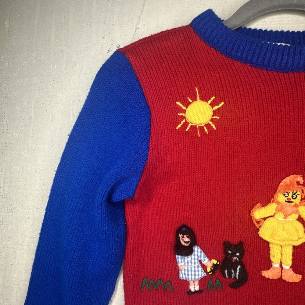 Vintage 1988 Harlequin Designs Wizard of Oz Colorblock Kids Sweater | Tag Sz: 6 - Picture 4 of 10